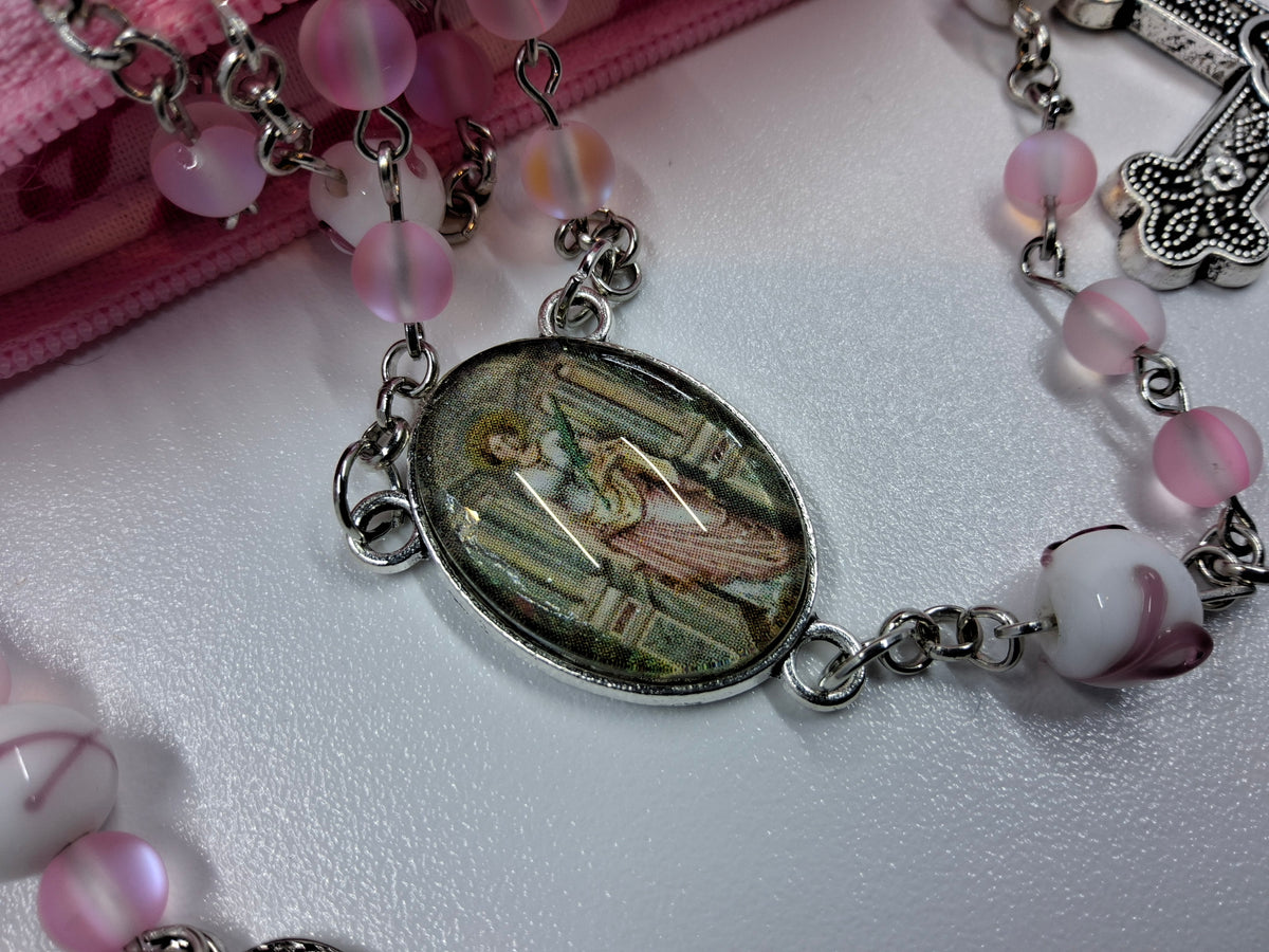 Breast Cancer Awareness Faith & Hope Rosary Zipper Pouch Set R1020
