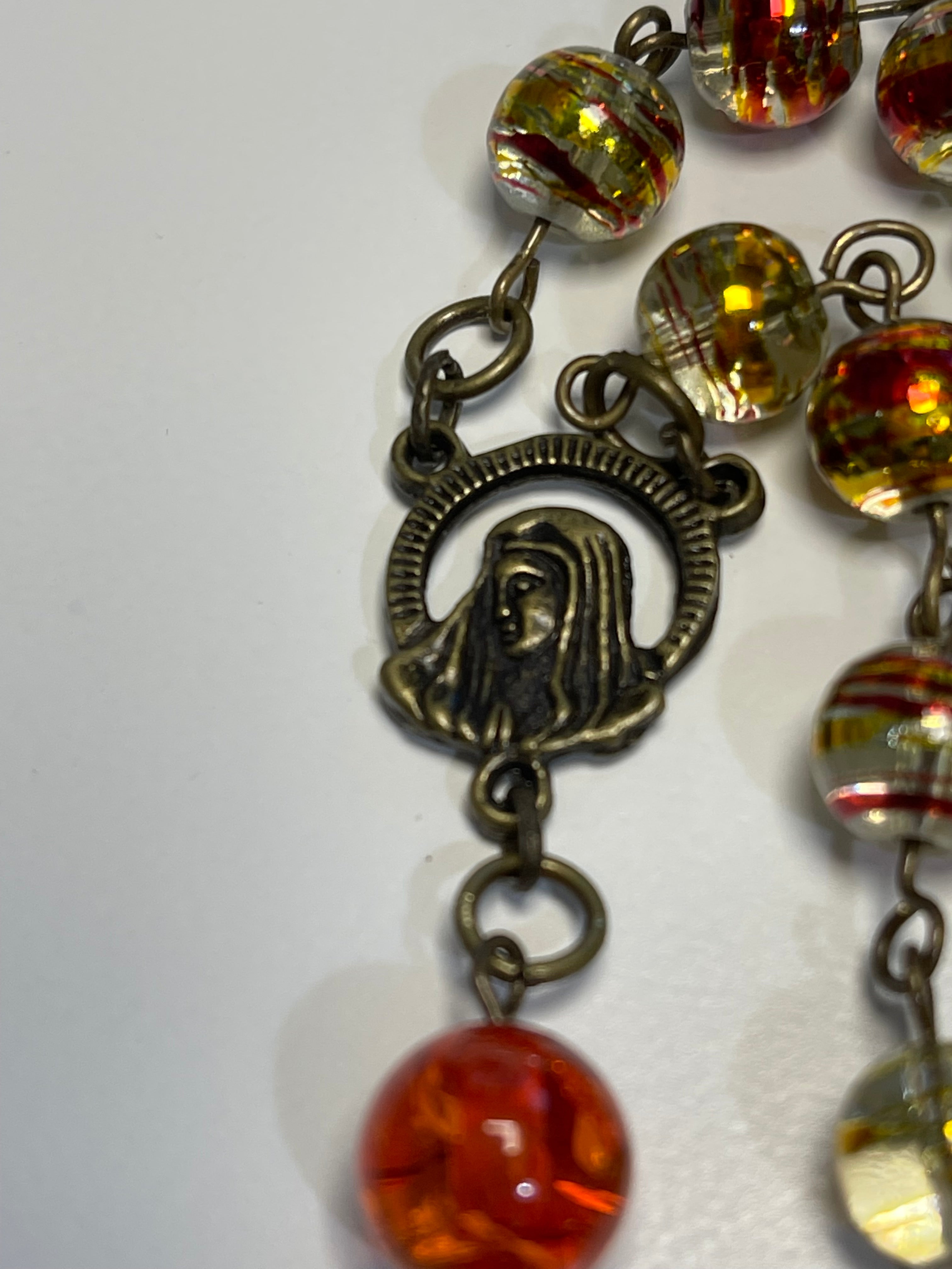 Handcrafted Amber-Tone Beaded Rosary with Zippered Prayer Pouch