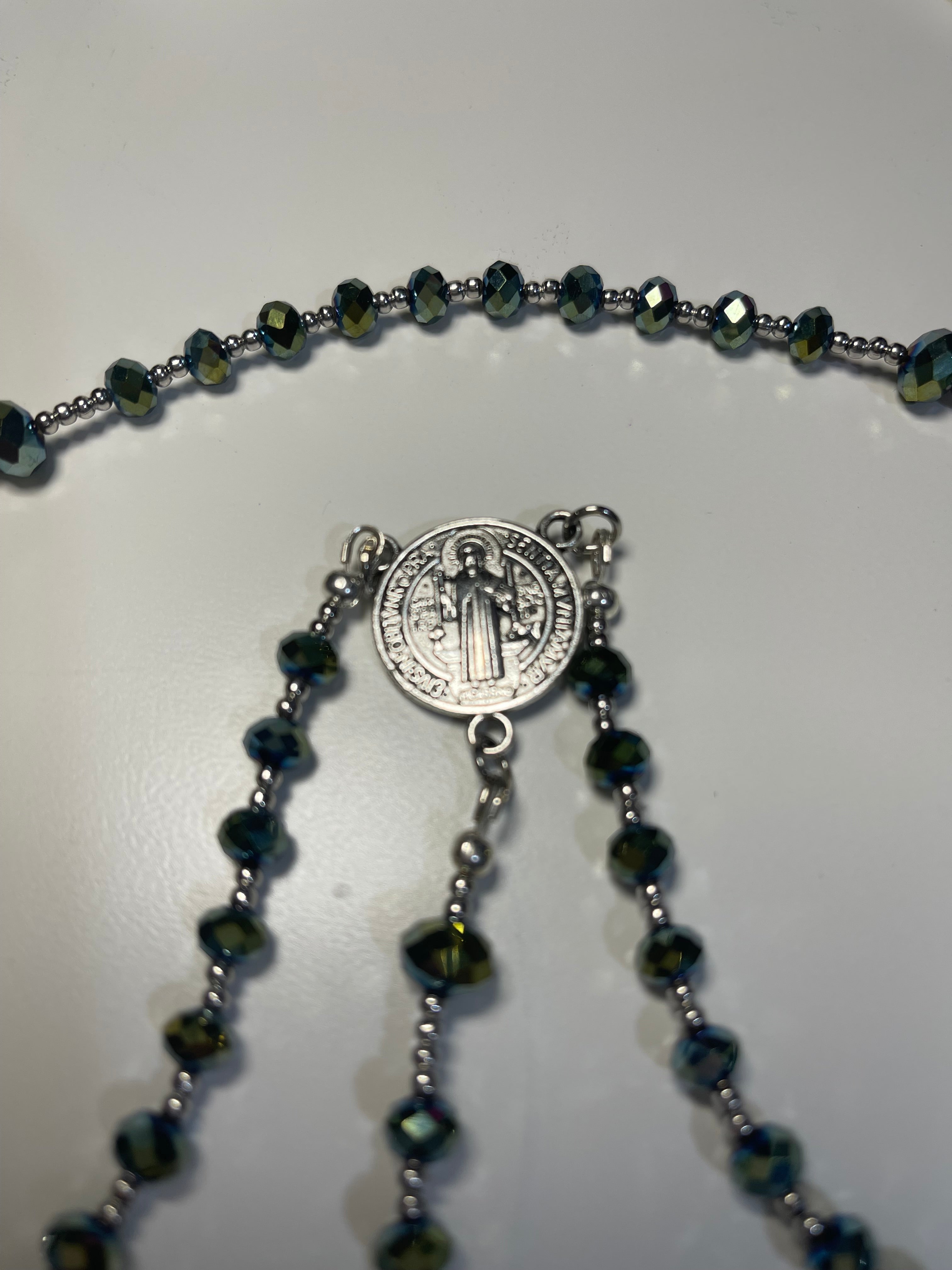 Mystic Teal Cross Rosary Set