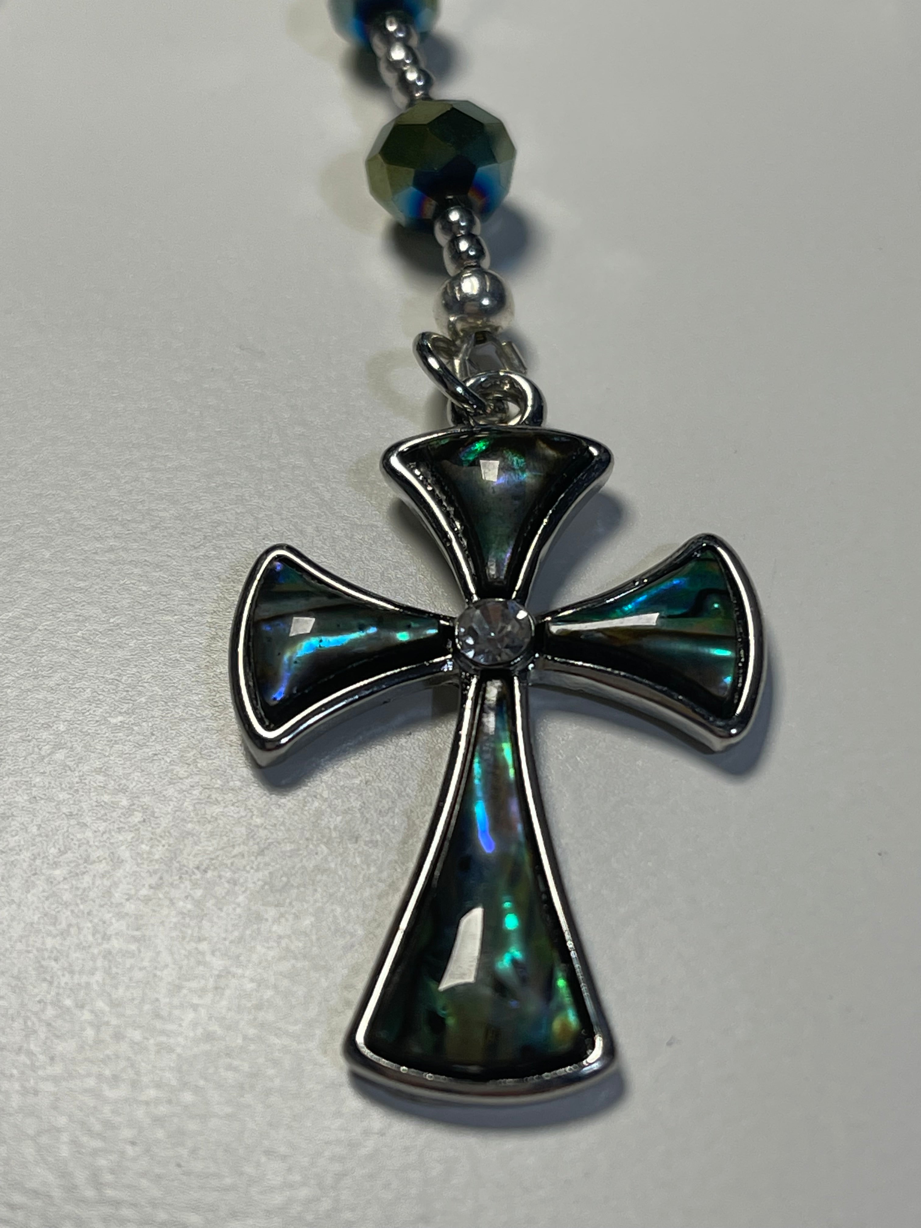 Mystic Teal Cross Rosary Set