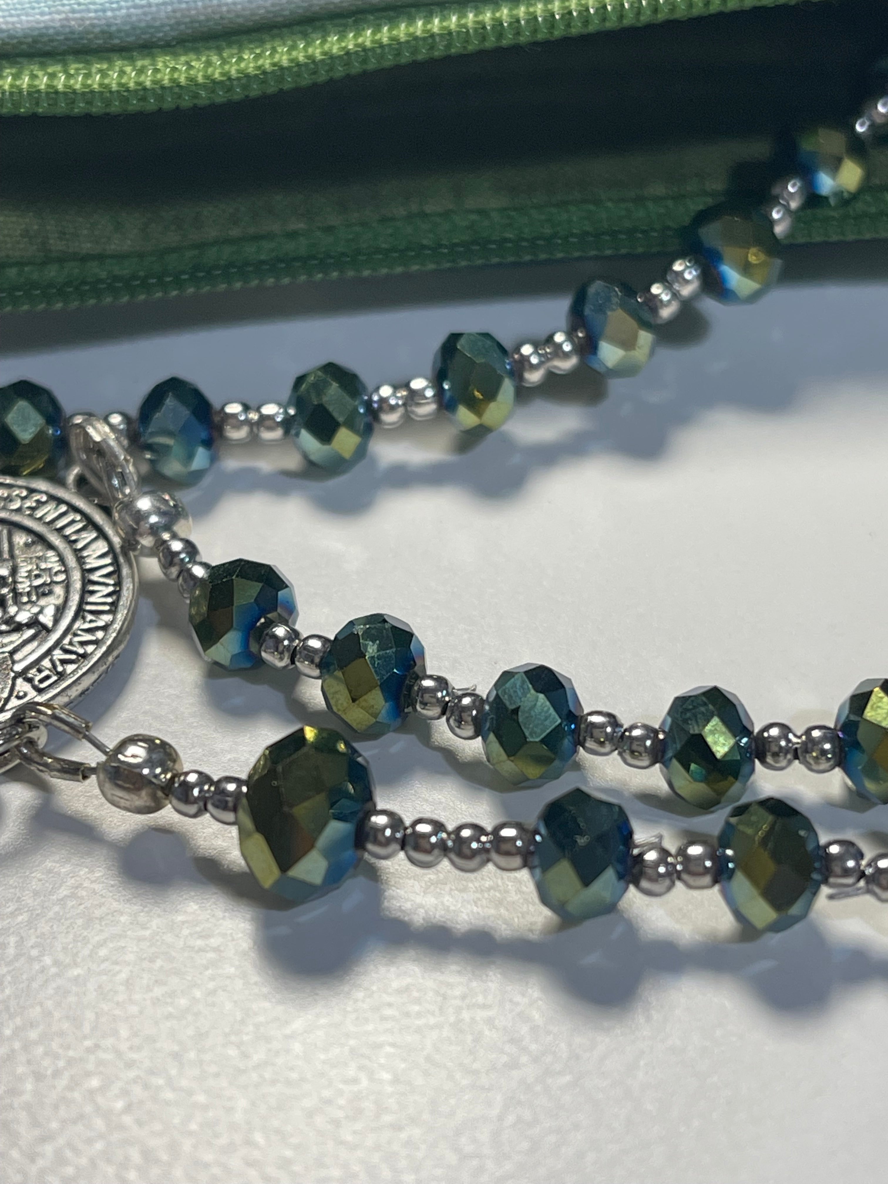 Mystic Teal Cross Rosary Set