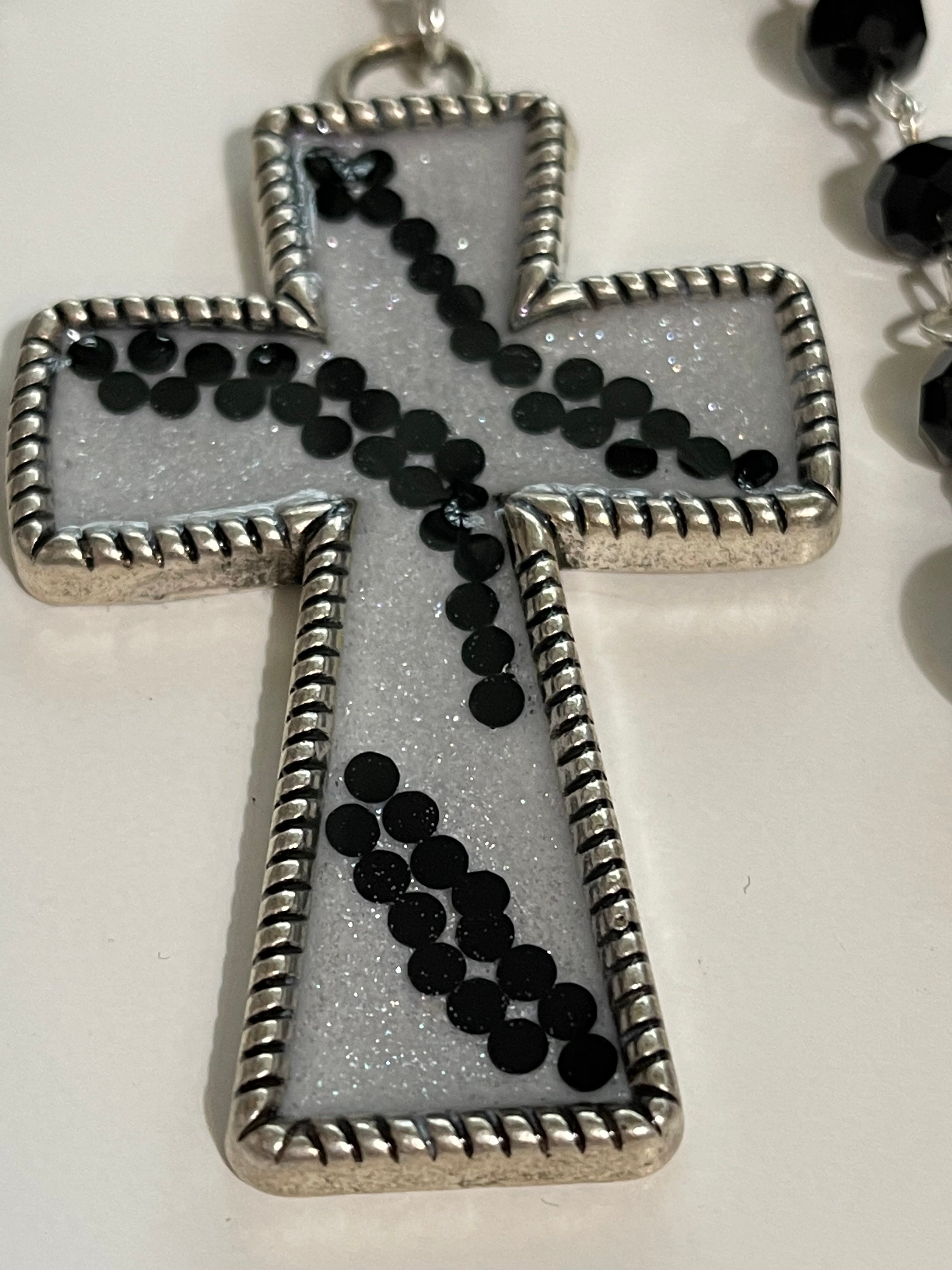 Black & White Zebra Rosary Gift Ensemble