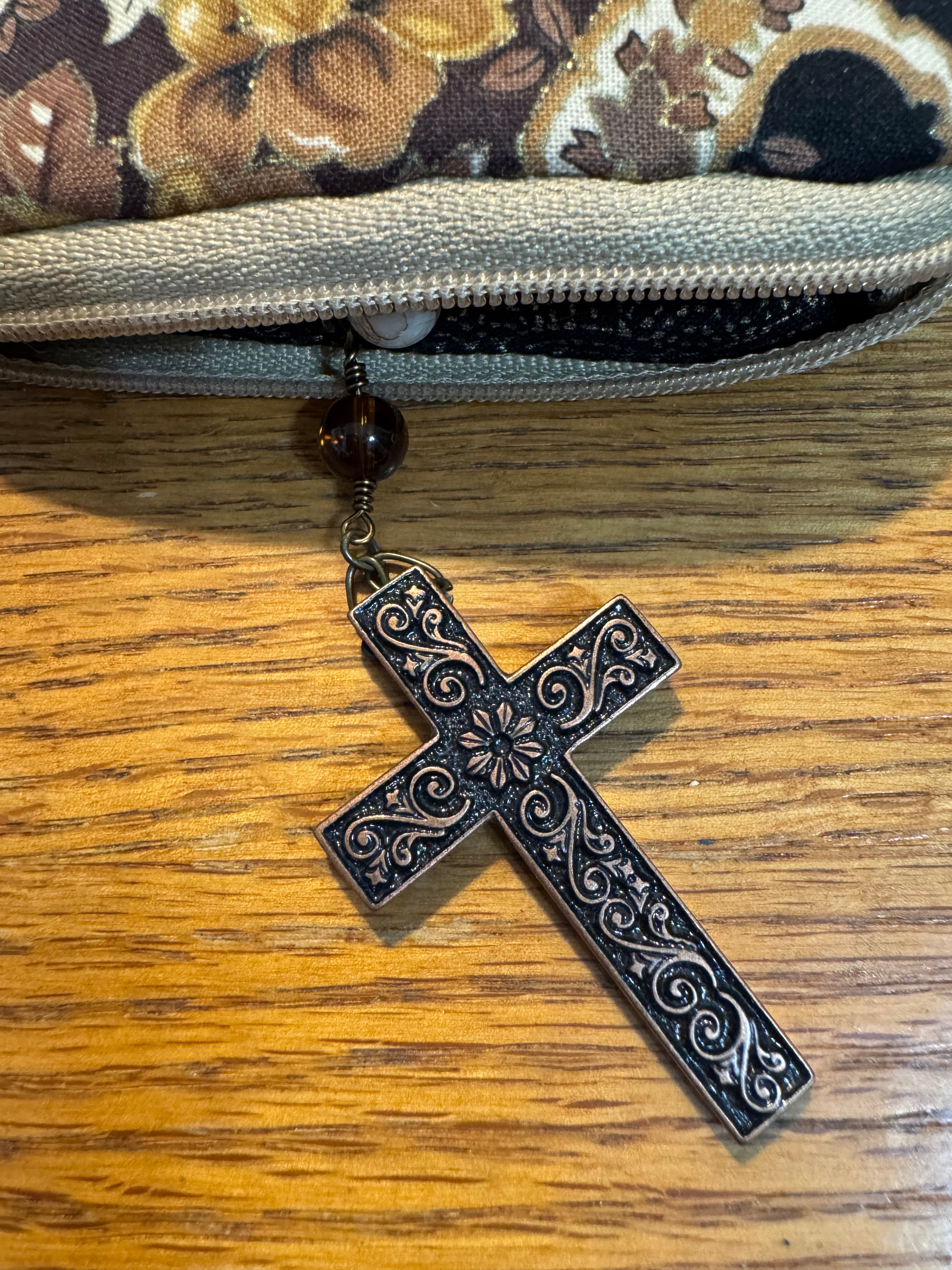 Artisan Bronze Faith Rosary & Pouch Set