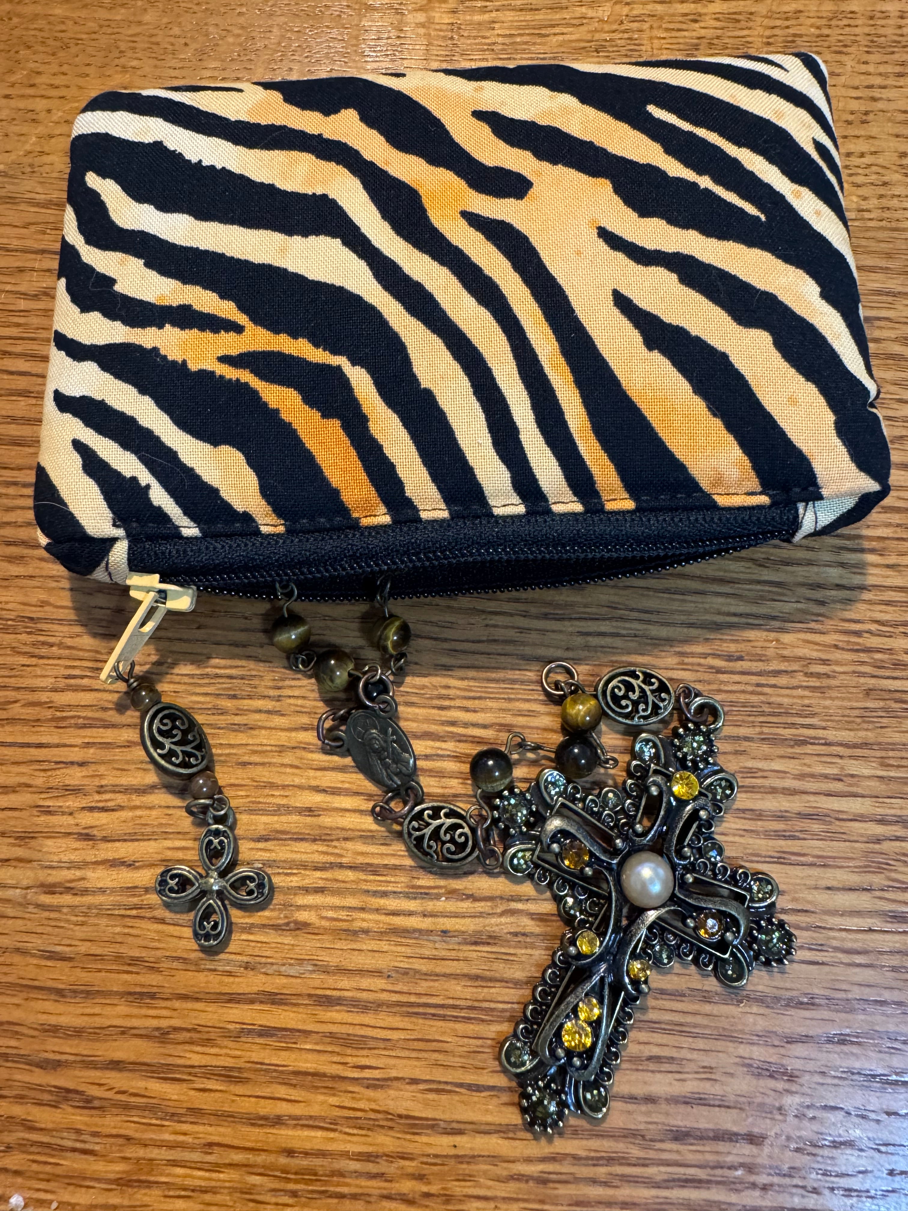 Artisan Tiger‑Eye Rosary & Pouch Set