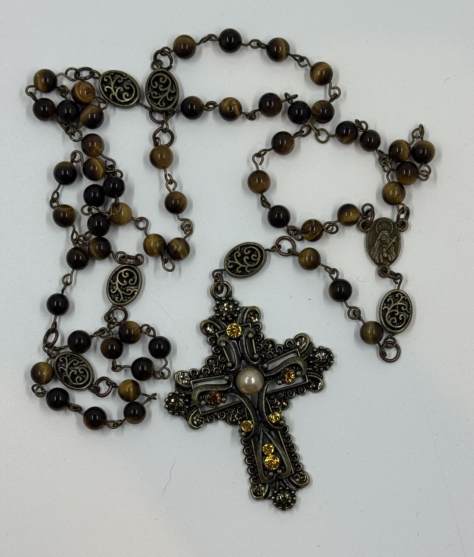 Artisan Tiger‑Eye Rosary & Pouch Set