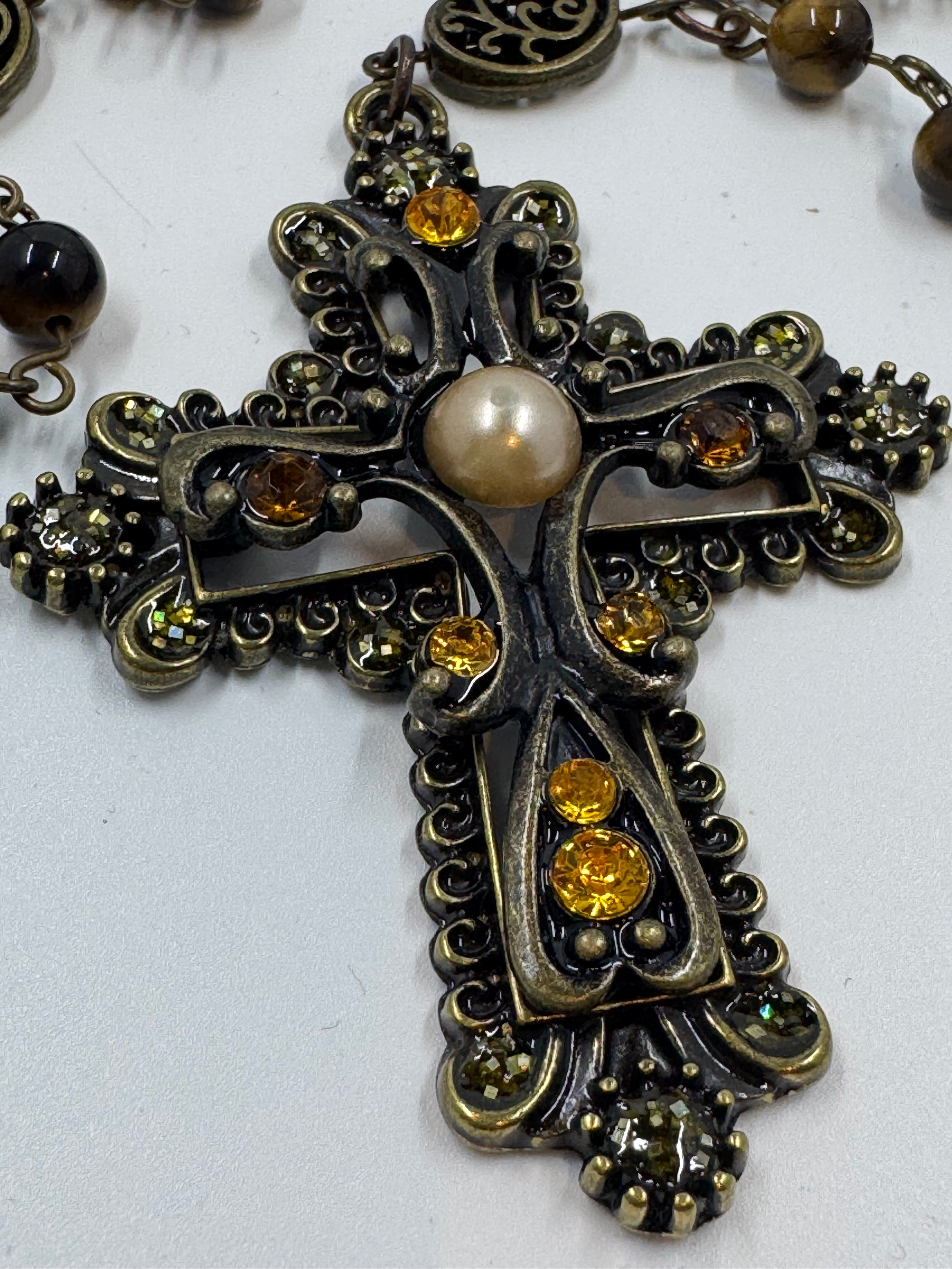 Artisan Tiger‑Eye Rosary & Pouch Set