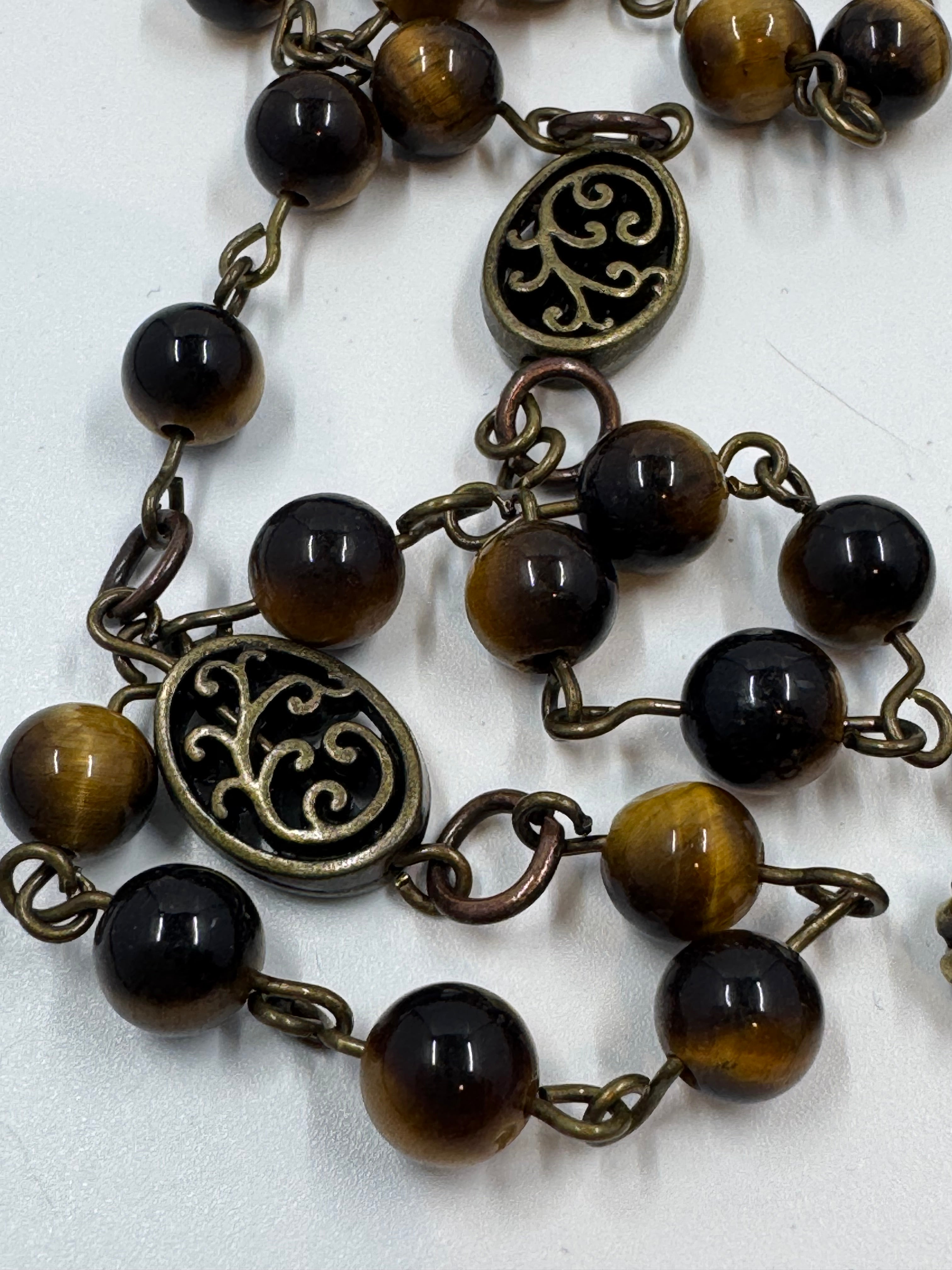 Artisan Tiger‑Eye Rosary & Pouch Set