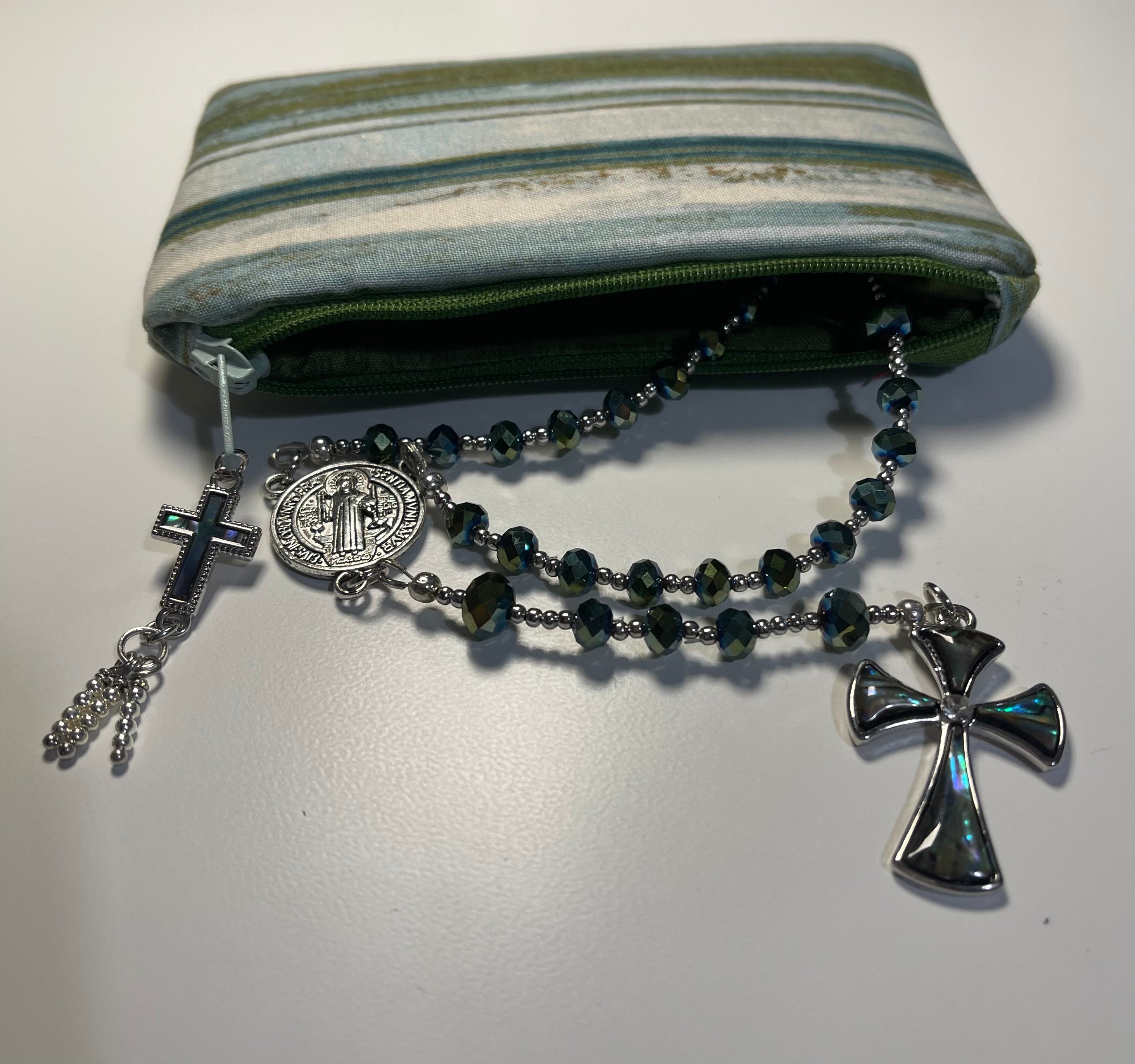 Mystic Teal Cross Rosary Set