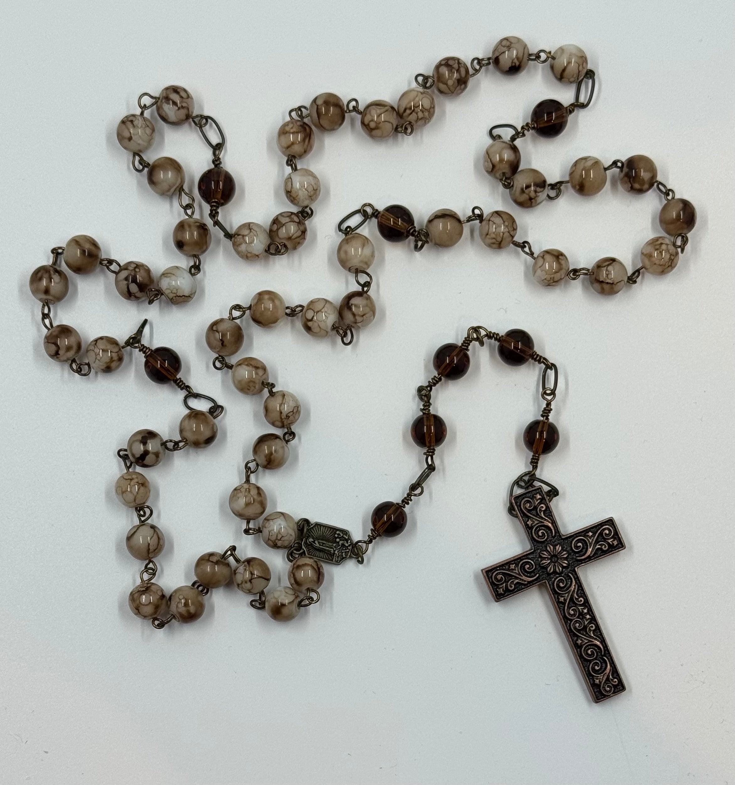 Artisan Bronze Faith Rosary & Pouch Set