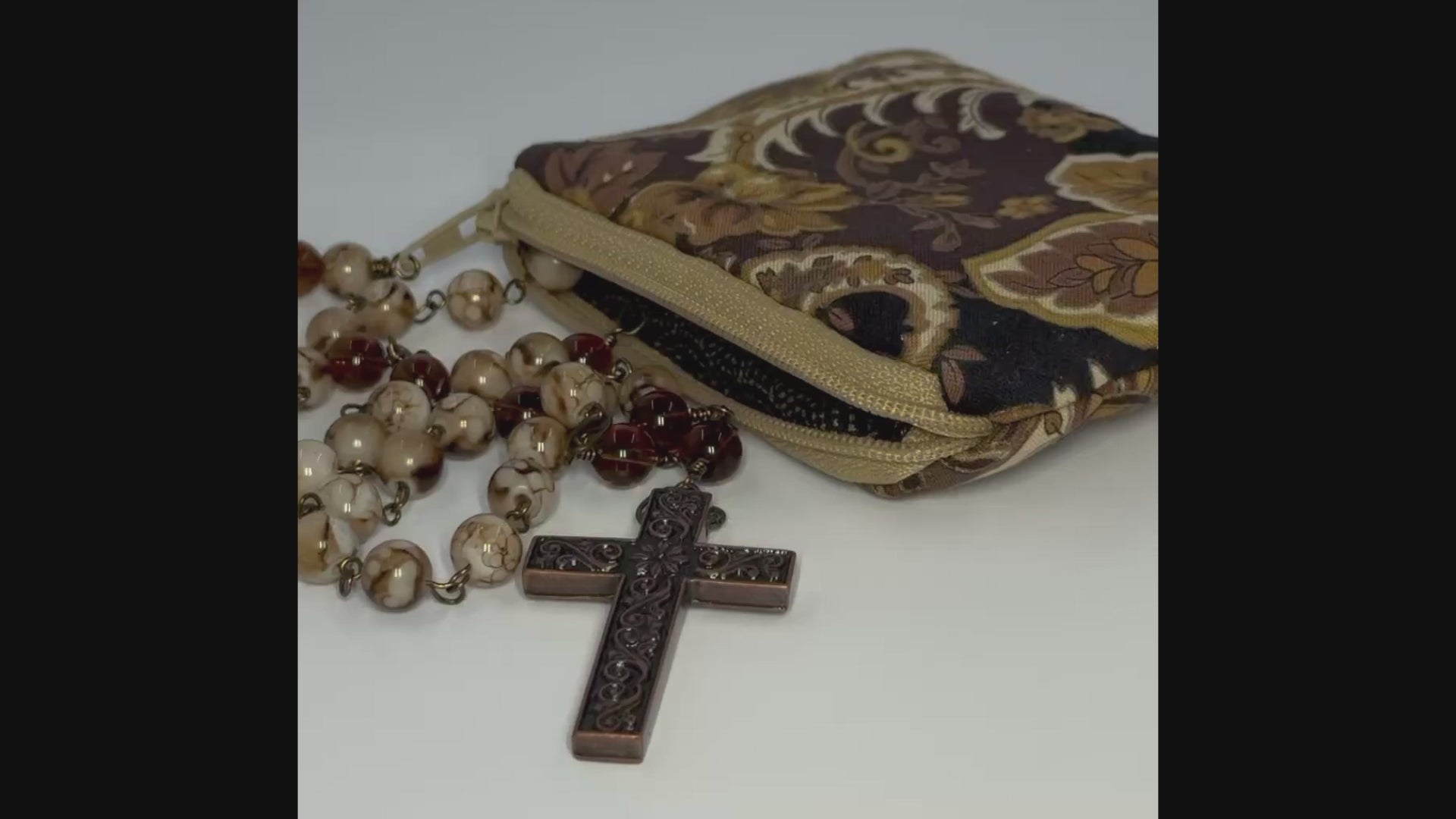 Artisan Bronze Faith Rosary & Pouch Set