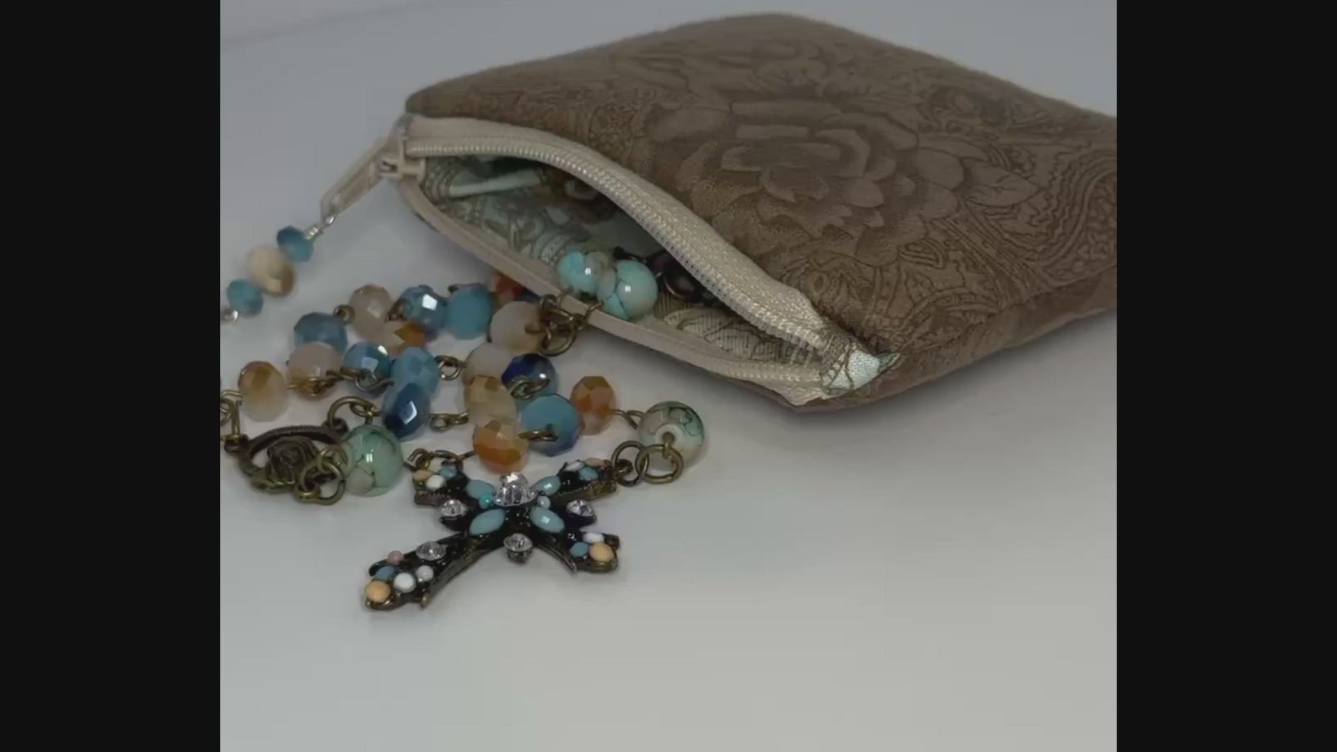 Brown Paisley Prayer Beads Carry Case