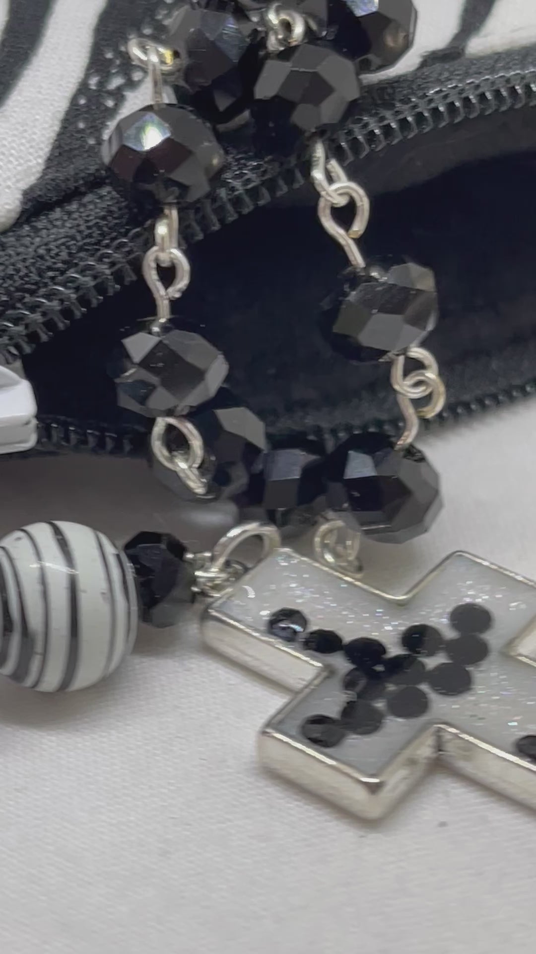 Black & White Zebra Rosary Gift Ensemble