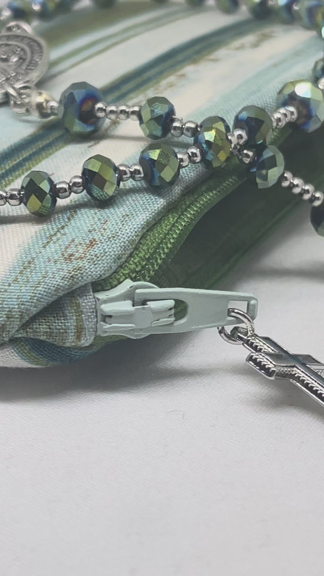 Mystic Teal Cross Rosary Set